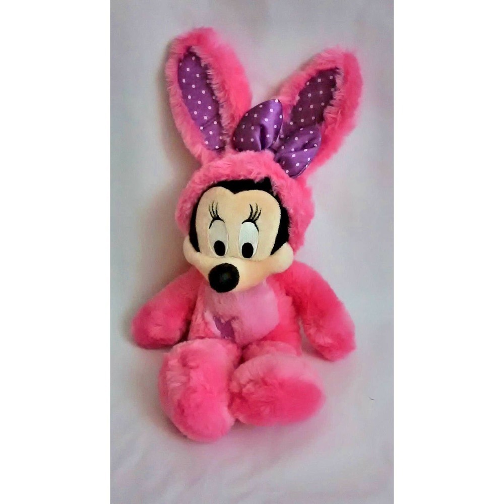 Disney Store Minnie Mouse Easter Bunny Stuffed Plush Animal Toy Doll 18"